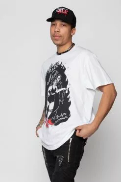 BROKEN PROMISES Roll With Me Tee White