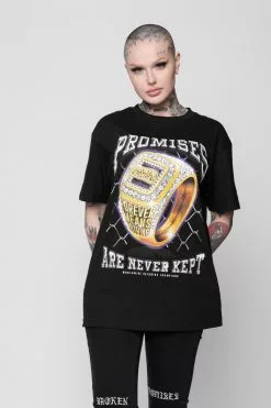 BROKEN PROMISES Shirts Champion Ring Tee Black
