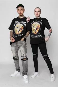 BROKEN PROMISES Shirts Champion Ring Tee Black