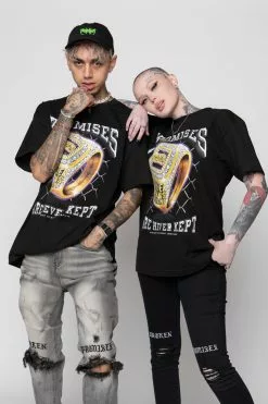 BROKEN PROMISES Shirts Champion Ring Tee Black