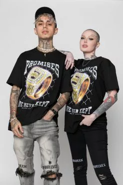 BROKEN PROMISES Shirts Champion Ring Tee Black