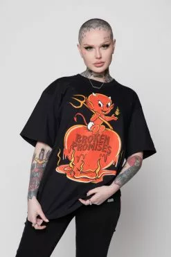 BROKEN PROMISES Burn Me SST Black - BP X Hot Stuff Shirts