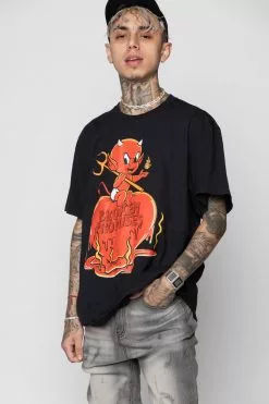 BROKEN PROMISES Burn Me SST Black - BP X Hot Stuff Shirts