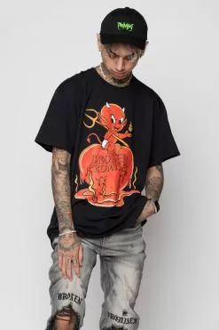 BROKEN PROMISES Burn Me SST Black - BP X Hot Stuff Shirts