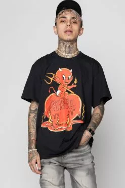 BROKEN PROMISES Burn Me SST Black - BP X Hot Stuff Shirts