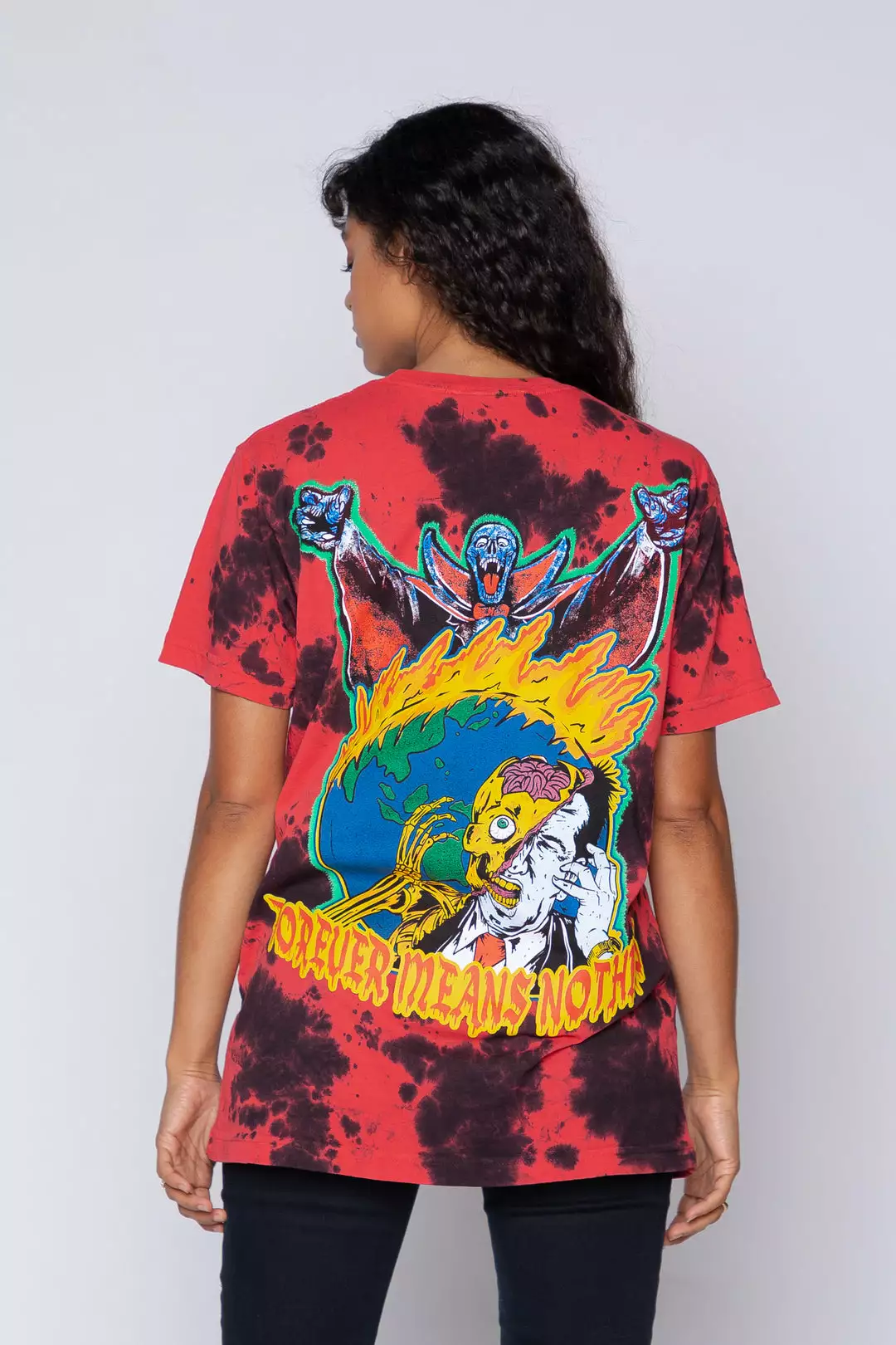 BROKEN PROMISES Shirts Never Forgive Red/Blk Crystal Wash Tee