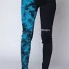 BROKEN PROMISES Womens' Slogan Split Dye Denim Blk/Blue Bottoms