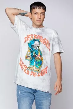 BROKEN PROMISES Never Forgive Grey Smoke Dye Tee