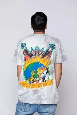 BROKEN PROMISES Never Forgive Grey Smoke Dye Tee