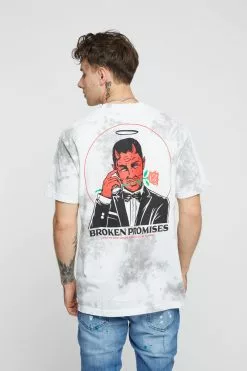 BROKEN PROMISES Lucky Lucifer Tie Dye Tee Wh/Gr