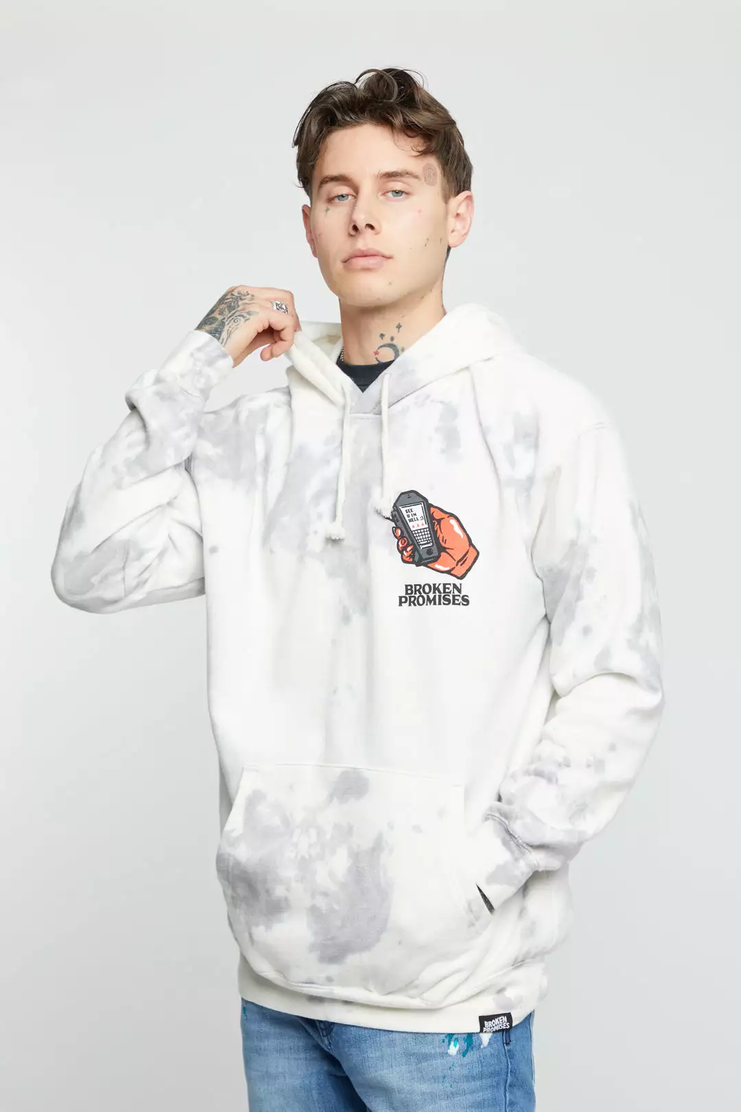 BROKEN PROMISES Hoodies Lucky Lucifer Tie Dye Hoodie Grey