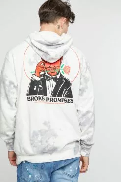 BROKEN PROMISES Hoodies Lucky Lucifer Tie Dye Hoodie Grey