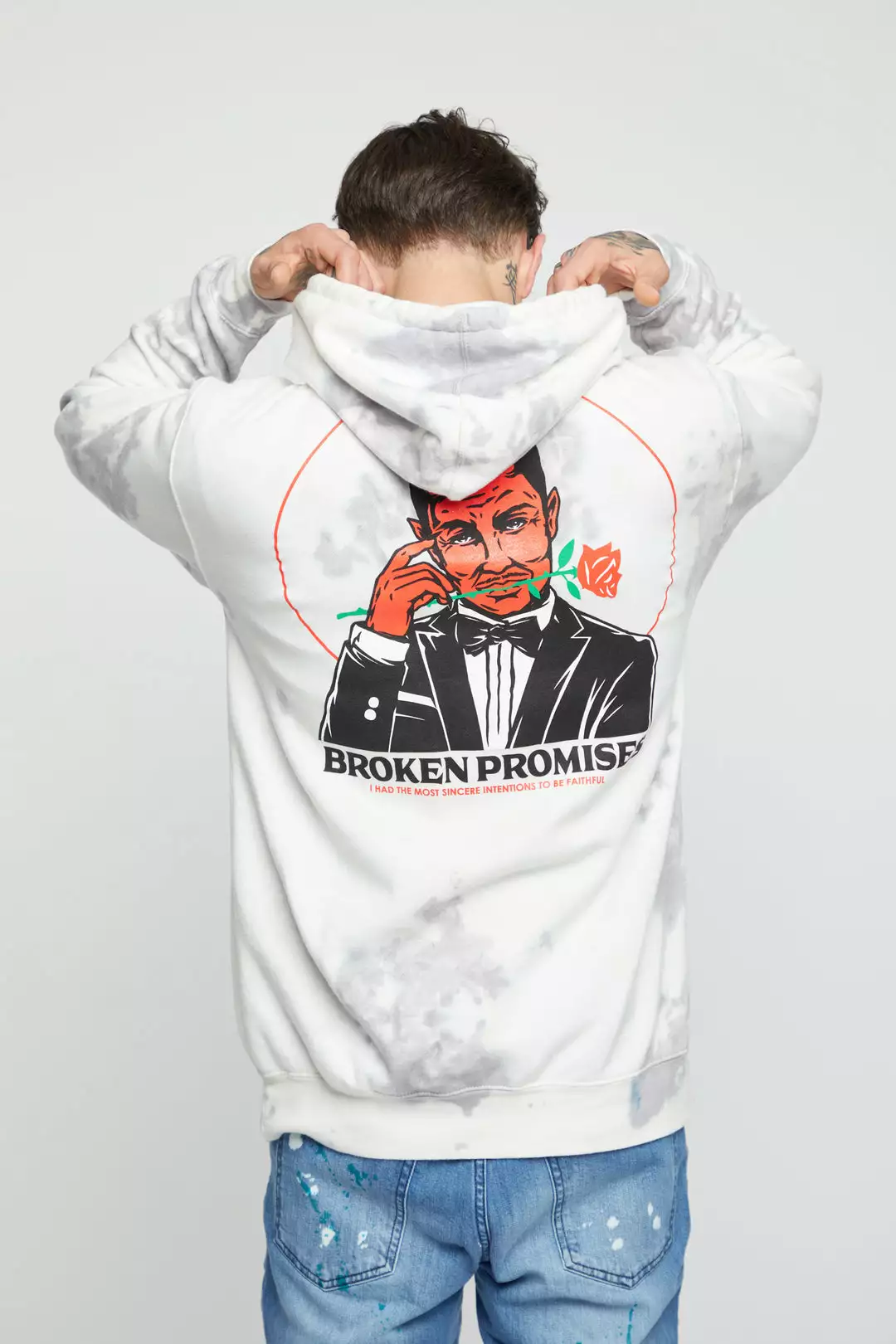 BROKEN PROMISES Hoodies Lucky Lucifer Tie Dye Hoodie Grey