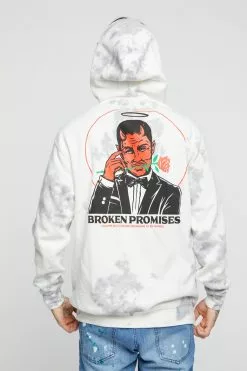 BROKEN PROMISES Hoodies Lucky Lucifer Tie Dye Hoodie Grey