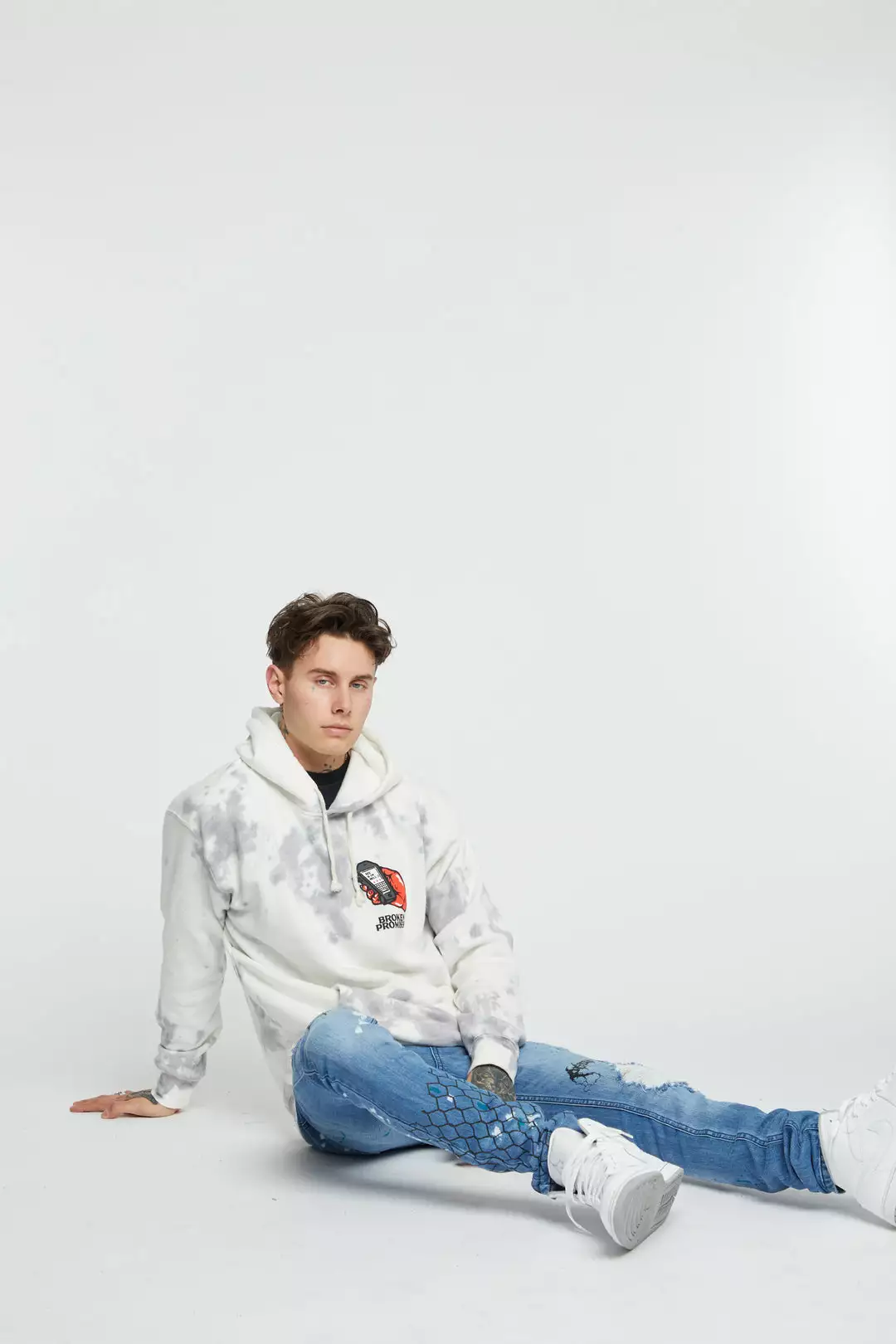 BROKEN PROMISES Hoodies Lucky Lucifer Tie Dye Hoodie Grey