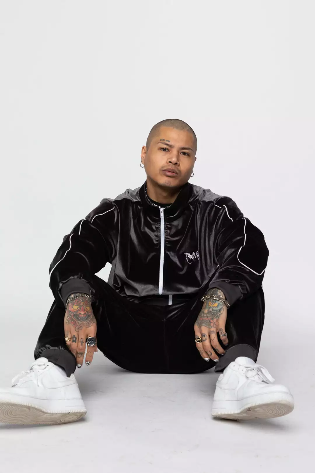 BROKEN PROMISES Sets Graveyard Velour Track Jacket - Charcoal