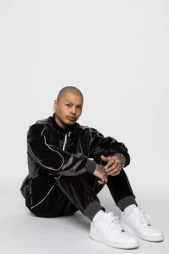 BROKEN PROMISES Sets Graveyard Velour Track Jacket - Charcoal