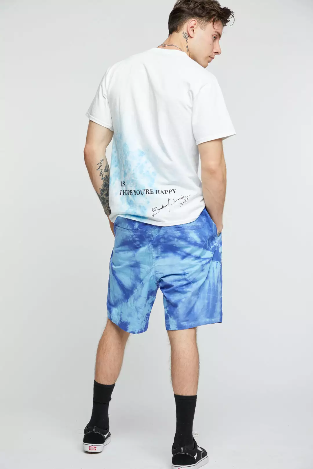 BROKEN PROMISES Bottoms Suspects Tie Dye Short Blue