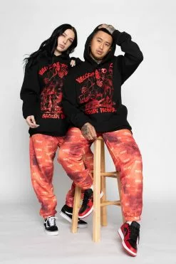 BROKEN PROMISES Bottoms BP Galactic Graveyard Pants Orange