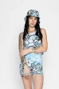 BROKEN PROMISES Catacombs Crop Tank Lt Blue Sets