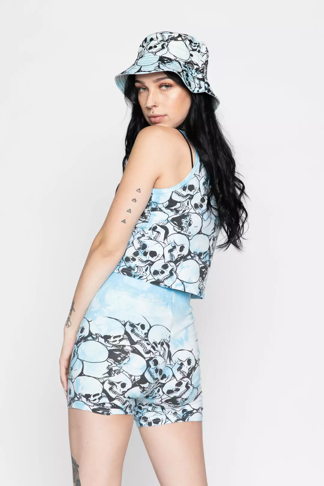 BROKEN PROMISES Catacombs Crop Tank Lt Blue Sets