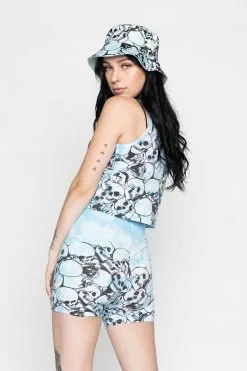 BROKEN PROMISES Bottoms Catacombs Biker Shorts Lt Blue