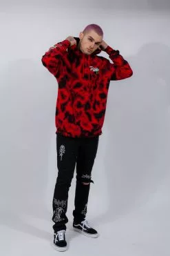 BROKEN PROMISES Hoodies Warned You Hood Tie Dye Red