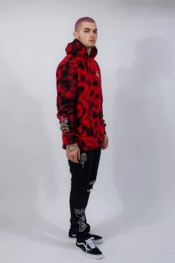 BROKEN PROMISES Hoodies Warned You Hood Tie Dye Red