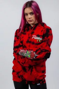 BROKEN PROMISES Hoodies Warned You Hood Tie Dye Red