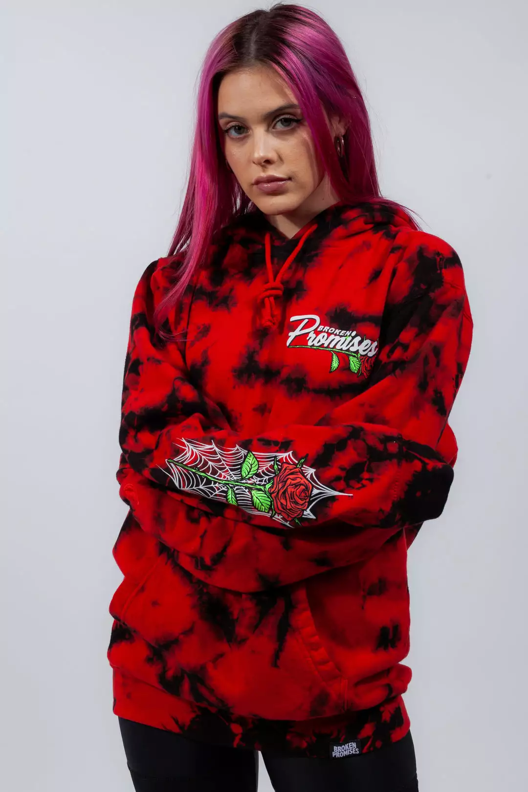 BROKEN PROMISES Hoodies Warned You Hood Tie Dye Red