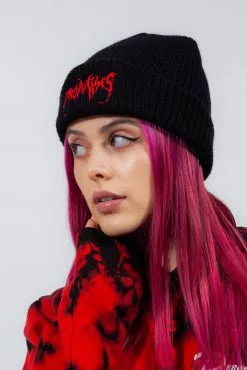 BROKEN PROMISES Graveyard Beanie Black/Red Headwear