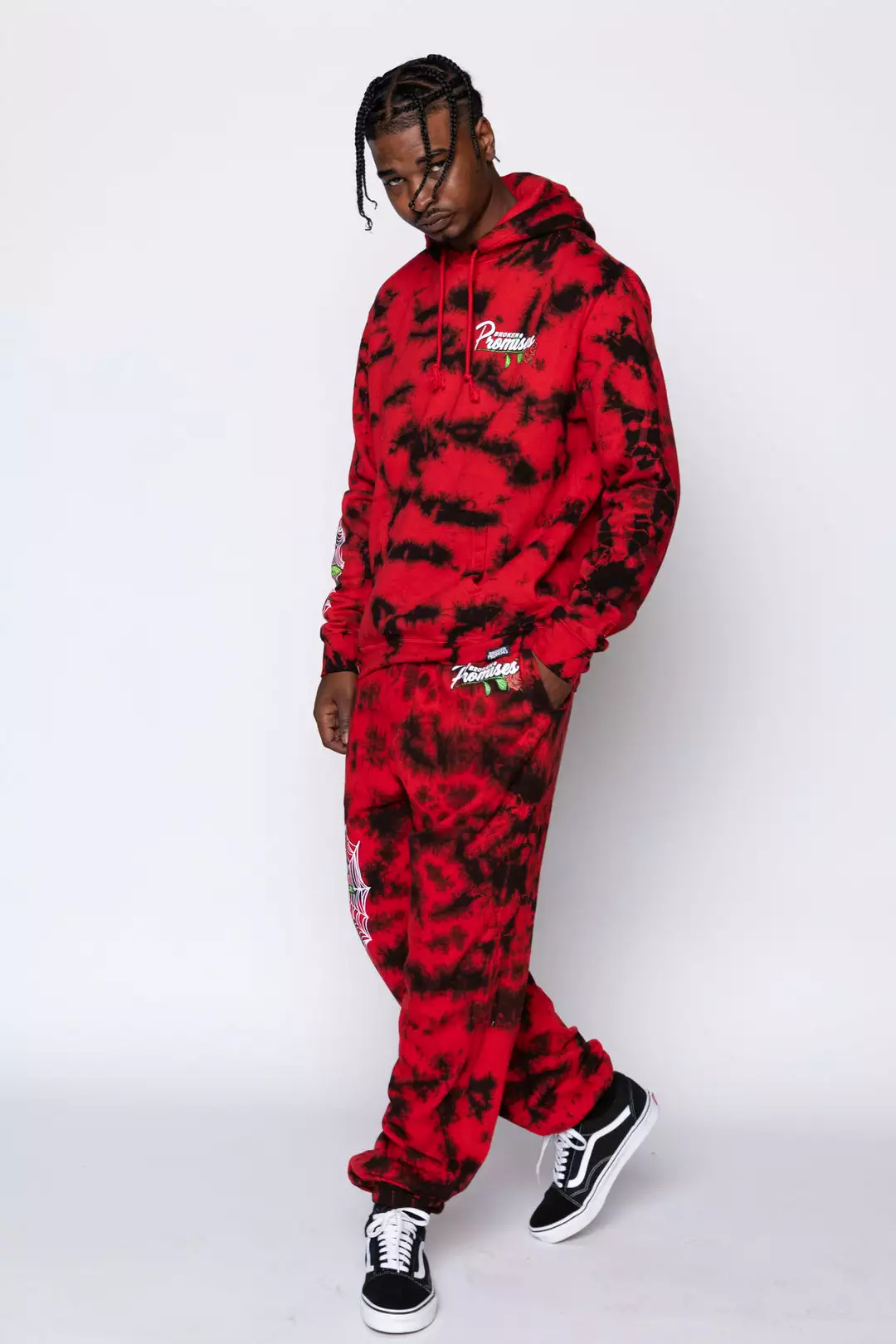 BROKEN PROMISES Hoodies Warned You Hood Tie Dye Red