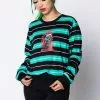 BROKEN PROMISES Automated Stripe L/S Teal