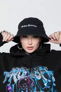 BROKEN PROMISES BP Slogan Bucket Black Headwear