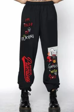 BROKEN PROMISES BP X Casper Playing Sweatpants Black Bottoms