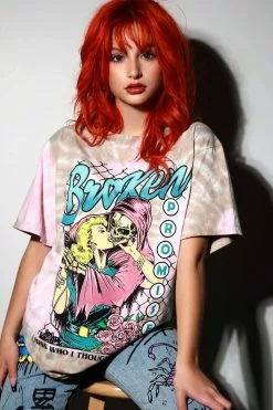 BROKEN PROMISES Shirts Hung Up Pink Tie Dye SST