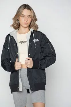 BROKEN PROMISES Wave Logo Layered Bomber Jacket