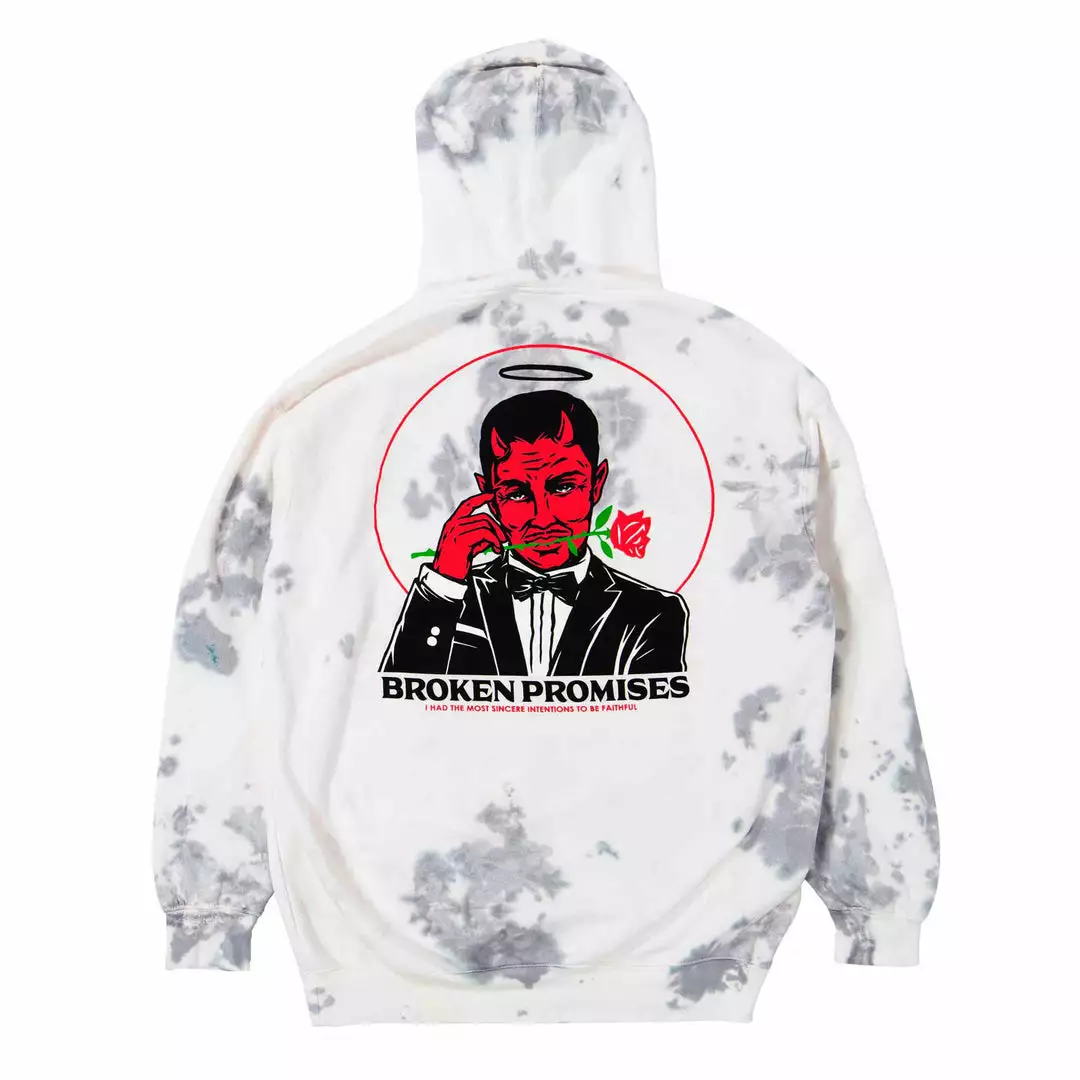 BROKEN PROMISES Hoodies Lucky Lucifer Tie Dye Hoodie Grey