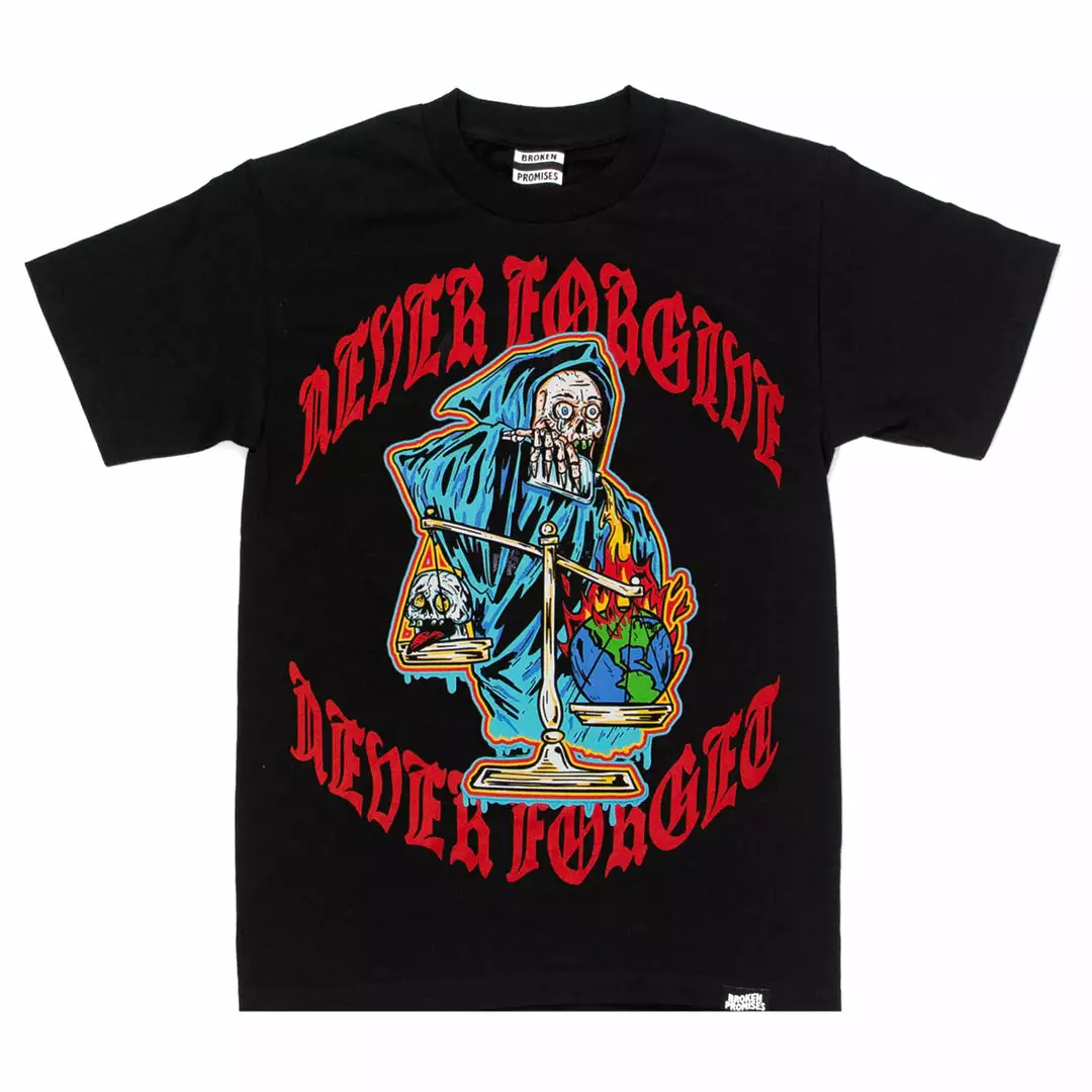 BROKEN PROMISES Never Forgive Tee Black
