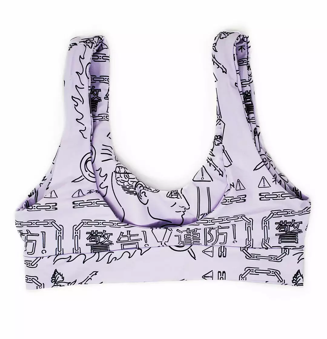 BROKEN PROMISES Swim No Brain Bikini Top Lavender