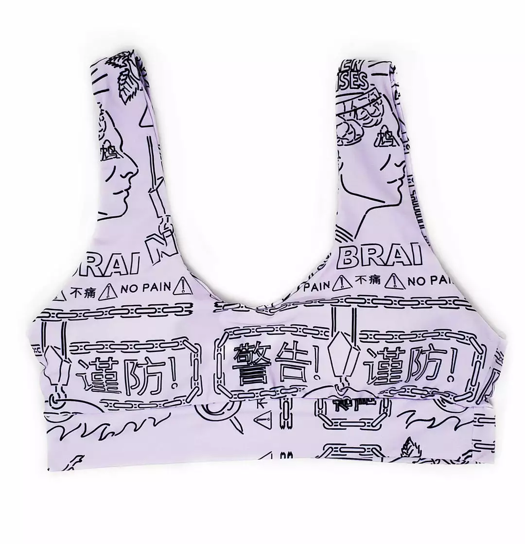 BROKEN PROMISES Swim No Brain Bikini Top Lavender