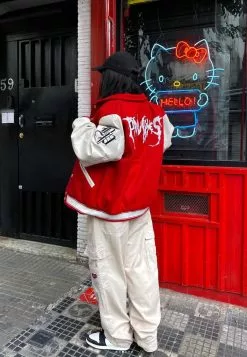 BROKEN PROMISES Graveyard Varsity Jacket Red Outerwear