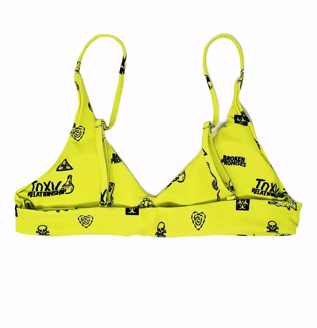 BROKEN PROMISES Toxic Relationship Bikini Top Neon Green