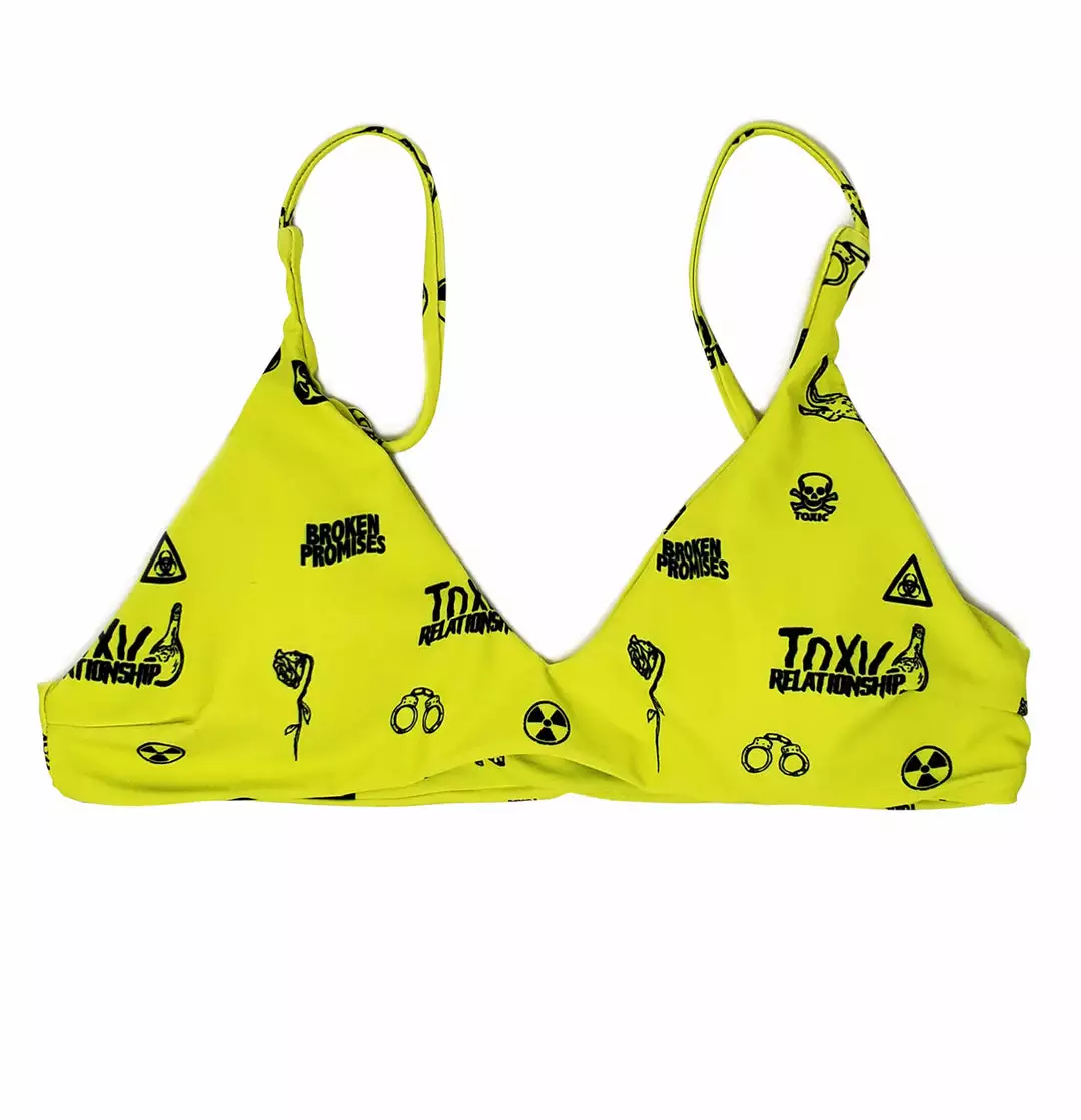 BROKEN PROMISES Toxic Relationship Bikini Top Neon Green