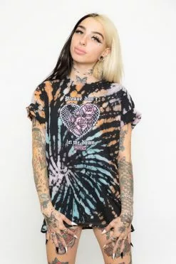 BROKEN PROMISES Shirts Let Me Down Rainbow Bleach Dye SSt