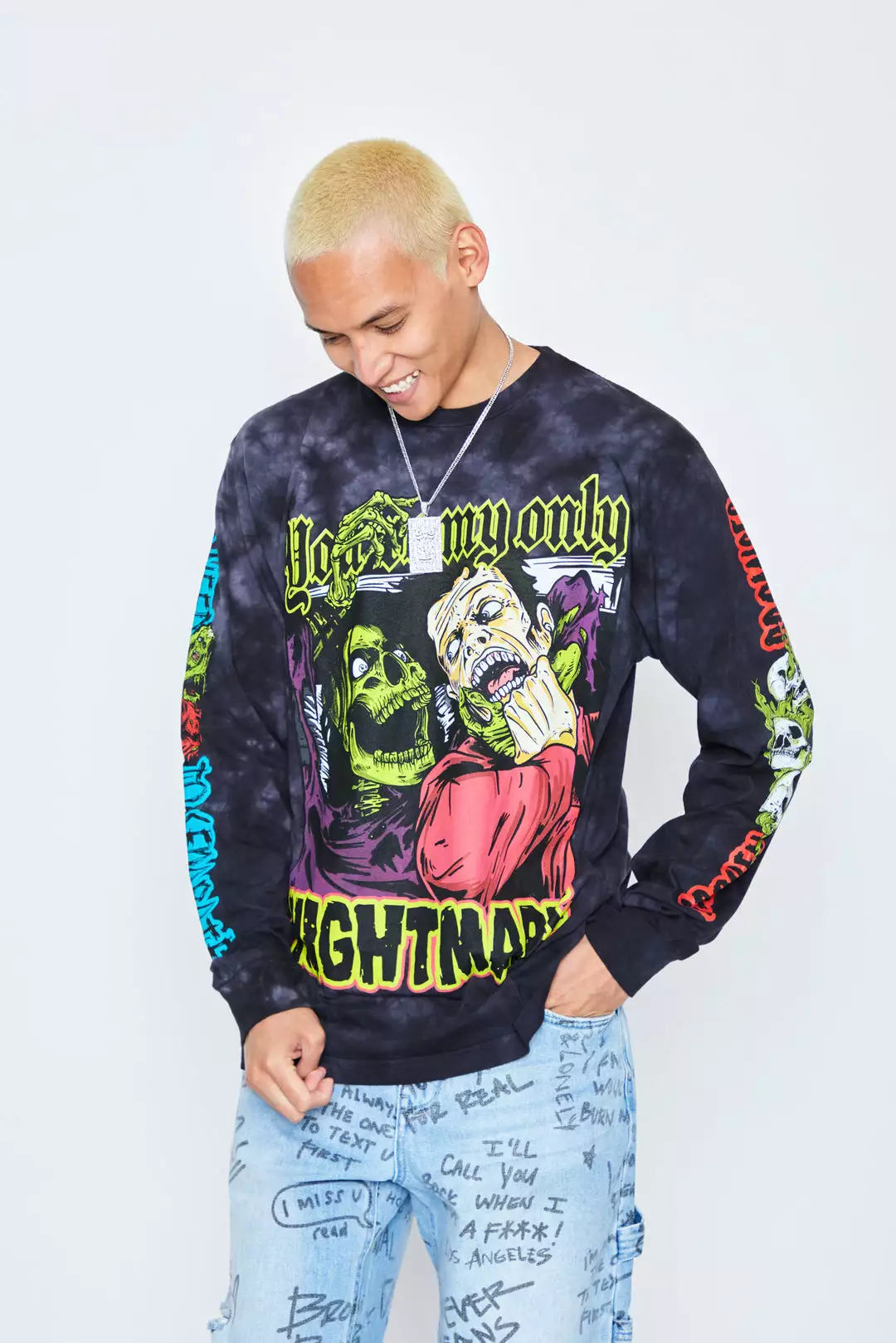 CASH Only Nightmare L/S Crystal Wash Black Shirts