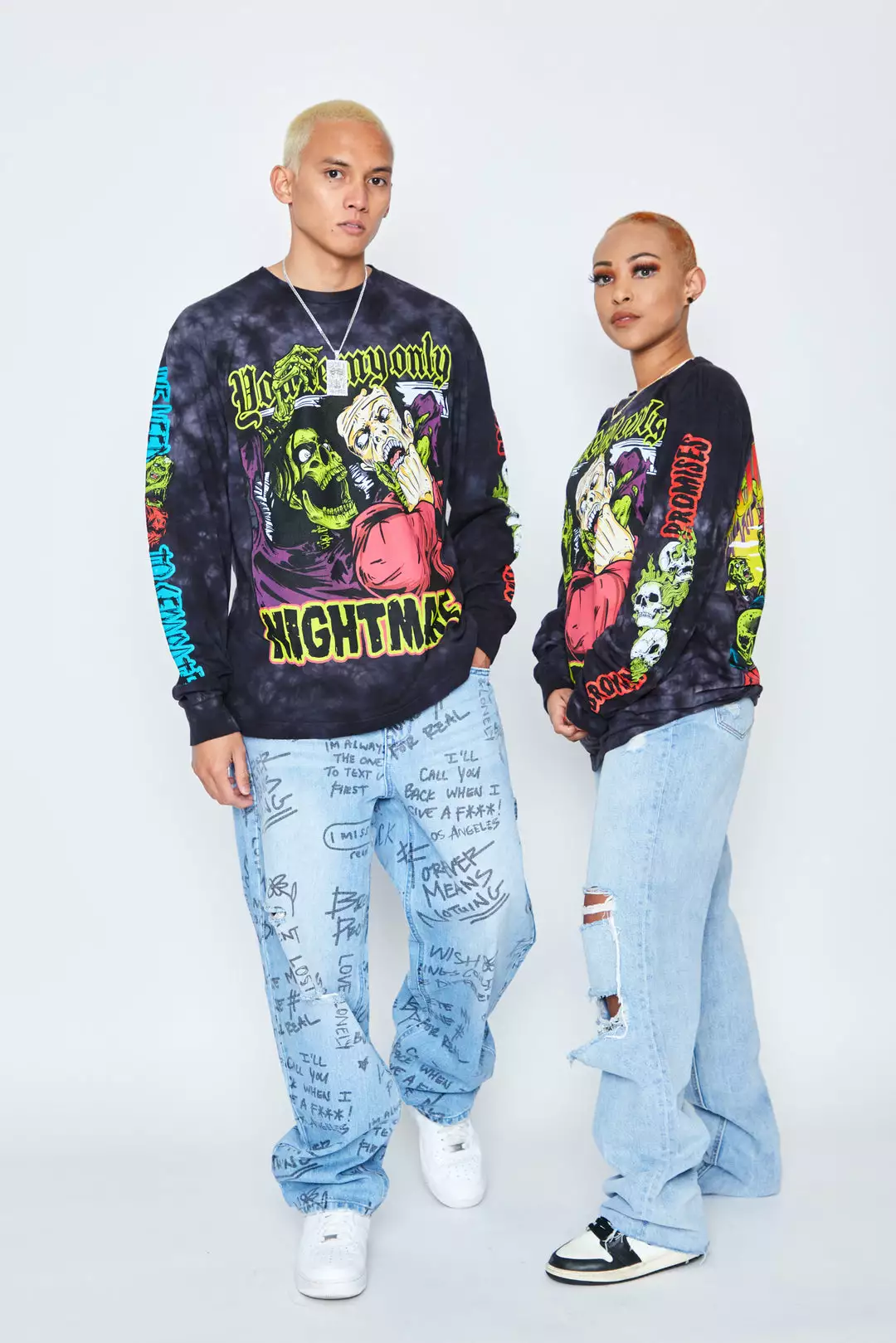 CASH Only Nightmare L/S Crystal Wash Black Shirts