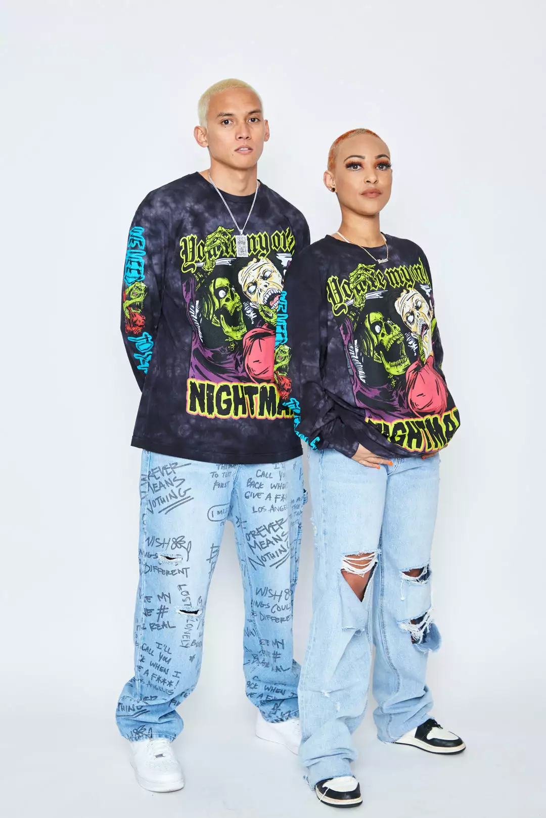 CASH Only Nightmare L/S Crystal Wash Black Shirts