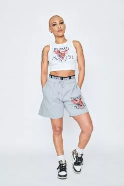 BROKEN PROMISES Batwing Banded Sweatshort Grey