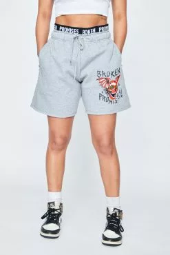 BROKEN PROMISES Batwing Banded Sweatshort Grey